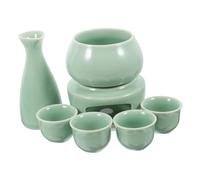 Hohopeti 1juego Sake Cerámico Japonés Con Calentador y Tazas De Porcelana Para Reuniones Sociales Mantiene Del