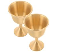 Hohopeti 2 Cálices de Latón Macizo Medianos Pie Copas Antiguas Doradas para Comunión Boda y Ceremonia Cáliz Ritual Metálico Decorativo Estilo Medieval para Banquetes y Celebraciones