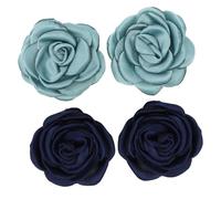 Hohopeti 2 pares Flores de Tela para Zapatos DIY Adornos Decorativos Resistentes para Fiesta y Boda de Azul Marino y Verde Nilo