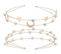 Hohopeti 2 Pcs Lindas Diademas de Estrellas y Luna Cristales, Accesorios para Cabello Mujer, Boda o Fiesta