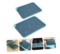 Hohopeti 2 piezas Bandeja de Almacenamiento Rectangular para Cocina Doble Desmontable con Diseño de Drenaje Bandeja para Té y Utensilios Color Azul