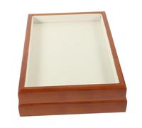 Hohopeti 2 Piezas Bandejas Joyería de Madera Maciza Vintage Organizador Apilable para Pulseras Anillos y Collares Bandeja Plana Exhibición Portátil para Hogar o Tienda