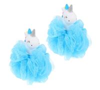 Hohopeti 2 piezas Bola de Baño Unicornio para Unidades Esponja Malla Suave Exfoliante y Masajeador Corporal Diseño Adorable y Seguro para Piel Sensible