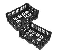Hohopeti 2 Piezas Cesta de Ropa Plegable, Mini Cesta de Almacenamiento, Plástico, Negro, Ligera y Portátil, Ventana Transparente, para Armario Cama