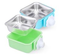 Hohopeti 2 Piezas Cuencos para Mascotas de Acero Inoxidable Resistentes y Colgantes Diseño Desmontable para Jaulas Comederos y Bebederos Prácticos para Perros y Gatos Pequeños Ahorro de y