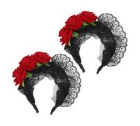 Hohopeti 2 Piezas De Accesorios Para El Cabello De Halloween Banda Para El Cabello De Encaje Diadema De Rosas De Halloween Diadema De Encaje De Moda