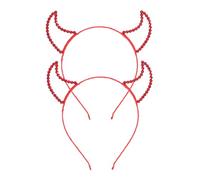 Hohopeti 2 Piezas Diadema Cuernos de con Rojo de Halloween Accesorio Ligero y Reutilizable para Fiesta Cosplay Mujeres Niñas