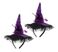 Hohopeti 2 Piezas Diadema Sombrero Bruja Niña Halloween Accesorio Disfraz Duradero Cómodo para Temporada Brujas
