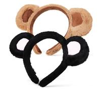 Hohopeti 2 piezas Diademas con Orejas de Oso de Peluche Suave Banda Creativa para Fotos y Disfraces Accesorio Ligero para Fiesta y Cosplay Colores y Negro Rosa