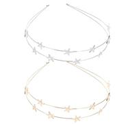 Hohopeti 2 Piezas Diademas Metálicas para Mujer con Estrellas Delicadas Ligeras y Resistentes de Bandas de Cabello Dorado y Plateado Accesorios para Peinados Elegantes y Bodas Adecuadas