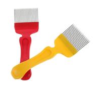 Hohopeti 2 Piezas Horquillas Desoperculadoras para Apicultura 21 Agujas de Acero Inoxidable con Mango Plástico Ergonómico, Kit 2 Piezas Rojo y Amarillo, Herramienta para Desopercular