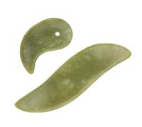 Hohopeti 2 Piezas Jade Facial Massager Gua Sha Board Natural Jade Stone Scraping Tool For Face Massage And Polished Design