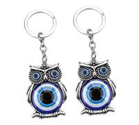 Hohopeti 2 piezas Llaveros Colgantes Búho Azul con Amuleto Turco Diseño y Compacto para Mochila y Bolso Accesorio Decorativo y Protector Unisex