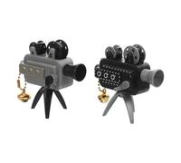 Hohopeti 2 Piezas Mini Retro Film Projector Toy Handcranked Vintage Style Plastic Miniature Home Appliance For Portable Desktop Decor Office Home