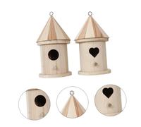 Hohopeti 2 Piezas Nido de Pájaros de Madera para Jardín Casa Decorativa DIY Ligera con Diseño Natural y Entrada Fácil para Aves Pequeñas para Decoración del y Manualidades