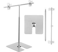 Hohopeti 2 piezas Soporte de Acero Inoxidable para Carteles Exhibidor de Publicidad Forma de T Doble Cara para Mostradores y Eventos