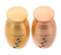 Hohopeti 2 Piezas Urnas Conmemorativas Metálicas Pequeñas para Mascotas Caja de Almacenamiento de Cenizas Pelo y Dientes con Diseño de Huella Color Dorado y Rosa y Compacto para Recuerdos