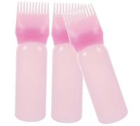 Hohopeti 3 piezas Botellas Aplicadoras para Raíz de Cabello Botellas para Teñir con Peine Integrado Fácil de para Tinte Acondicionador y Champú Color Rosa