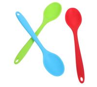 Hohopeti 3 piezas Cuchara de Silicona Larga para Sopa y Mezcla de Utensilios de Cocina Resistentes al Calor Cucharas Domésticas para Cocinar y Servir Cocina Colores Verde Rojo y Azul