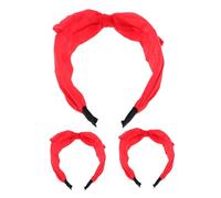 Hohopeti 3 Piezas Diademas Rojas con Lazo y Orejas de Conejo Accesorio y Elástico para Mujer y Niña para Fiestas y Diario