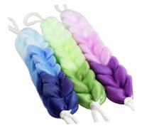 Hohopeti 3 piezas Esponjas de Baño Exfoliantes con Mango y Banda para Espalda Doble Cara Material Ligero y Suave Colores Degradados Púrpura Verde Azul para Limpieza Corporal y