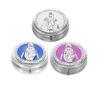 Hohopeti 3 Piezas Estuche para Rosario Temas de Virgen María y San Benito Caja de Joyería Católica Elegante para Almacenamiento Familiar y Eventos Religiosos como Navidad y Cuaresma