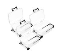 Hohopeti 3 Piezas Mini Maletín Organizador Transparente de Plástico de Cajas Pequeñas para Almacenamiento de Joyas Pestañas y Accesorios Estuche Portátil Tipo Trolley