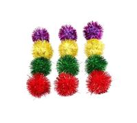 Hohopeti 30 Piezas Bolas Mini Brillantes para Gatos Pelotas de Pom Pom Purpurina y Hilo Metalizado Juguetes Coloridos para Gatitos Suministros para Mascotas