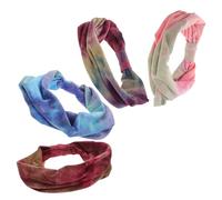 Hohopeti 4 Cintas Anchas Pelo Tie-Dye para Mujer Elásticas y Absorbentes de Sudor Banda Deportiva para Yoga Ejercicio y Uso Diario Estilo Vintage Diseño Cómodo y Versátil