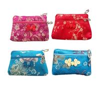 Hohopeti 4 Monederos de Seda Cremallera y Brocado, Compactos y Bien Hechos, Estilo Chino Delicado para Decoración y Uso Familiar Color Aleatorio Estilo Aleatorio