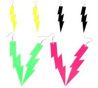 Hohopeti 4 pares Pendientes Colgantes de Acrílico para Mujer de Joyería de Oreja Colores Amarillo Negro Rosa y Verde Ligeros y Llamativos para Adolescentes y Fiestas