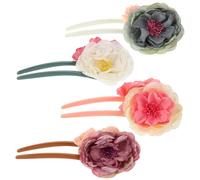 Hohopeti 4 Pcs Palillo Pelo Flores en Estilo Chino Tradicional, Horquillas U-shaped para Cabello Largo, Accesorios Vintage para Fiestas y Eventos Elegantes