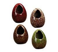 Hohopeti 4 Piezas Adornos De Jarrones De Cerámica Contenedor De Hielo Seco De Cerámica Taza De Hielo Seco En Forma De Huevo Cono De Incienso Tarro De Hielo Seco Cerámico Escritorio Japón