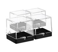 Hohopeti 4 piezas Caja para Colección de Minerales Contenedores Transparentes de Plástico Resistente Expositor Pequeño para Piedras y Gemas Organizador con Etiquetas para Clasificación