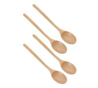 Hohopeti 4 piezas Cucharas de Madera para Mezclar Postres con Mango Cucharillas de Té y Café Utensilios de Cocina Ecológicos para Mezclar y Servir