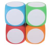 Hohopeti 4 Piezas Dados de Espuma Borrables Redondeados Dados Educativos DIY para Dibujo y Colores Rojo Naranja Azul Verde Accesorios para Aula