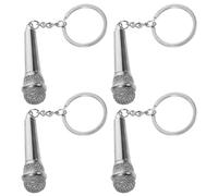Hohopeti 4 Piezas Llavero Metálico Micrófono con Colgante Retro Resistente Arañazos para Amantes Música Mochila Bolso y Regalo Fiesta Navidad