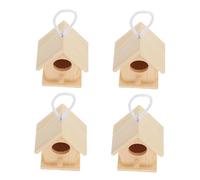Hohopeti 4 Piezas Mini Casitas de Pájaros de Madera sin Terminar para Pintar Kit DIY de Unidades Colgantes para Decoración de Jardín y Observación de Colibríes