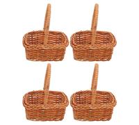 Hohopeti 4 Piezas Mini Cestas Tejidas Mano con Asa Mini Cestas para Flores Decoración para Bodas y Detalles