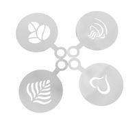Hohopeti 4 Piezas Molde de café consciente plantillas para decorar cafe plantillas de latte accesorios para hacer Art Tools Acero inoxidable Plata