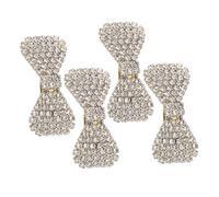 Hohopeti 4 Pinzas Cabello Gemas de Imitación Lazos de Cristal Transparentes Mini Broches de Clip Tipo Cocodrilo Dorados Accesorios para Pelo de Mujer y Niña Ideales para Bodas y