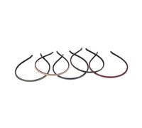 Hohopeti 5 piezas Diademas Finas de Cuero Sólido para Mujer Ligeras Resistentes y Cómodas Accesorios para Cabello Colores Rosa Verde Azul Rojo y Negro Uso Diario y Eventos