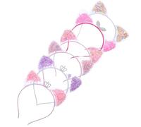 Hohopeti 6 Diademas para Mujer Orejas de Gato en Plástico, Cómodas y Decorativas, Ideales para Disfraces y Obras Escolares