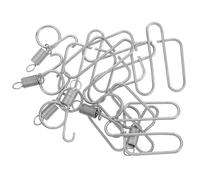 Hohopeti 6 Ganchos de Resorte Multiusos para Puerta de Jaula de Conejo, Tamaño Pequeño, Color Plateado, 6 Tarjetas para Comedero, Accesorio Fijo para Jaulas de Mascotas Pequeñas