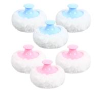 Hohopeti 6 Piezas Borlas de Polvo Suaves para Bebés 6 Piezas (3 Azul Claro 3 Rosa), Aplicadores de Borla Corporal y Facial para Polvos Sueltos, Esponjas de Felpa para Cuidado Delicado y Uso