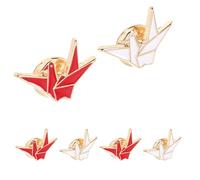 Hohopeti 6 Piezas Broche de Grulla de Origami 6 Piezas, Broche de Aleación Rojo y Blanco, Pines Lindos para Mochilas y Ropa, Accesorio Decorativo Versátil para Mujer, Joyas de Grulla para
