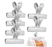 Hohopeti 6 Piezas Clips de Bolsas Inoxidable Abrazaderas Resistentes para Sellado de Snacks Pan y Alimentos Cierre Seguro y Duradero para Cocina y Oficina