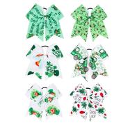 Hohopeti 6 piezas Lazos para Pelo Niña con Diseño de Lazo Decorativo Elásticos y Ajustables Accesorios Pelo Mujer para Coletas y Peinados para Fiestas de San Patricio y Uso Diario