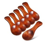Hohopeti 6 Piezas Mini Cucharas de Madera Redondas para Condimentos Utensilios Pequeños para Cocina Cucharas para Servir y Sazonar Madera Natural Duradera