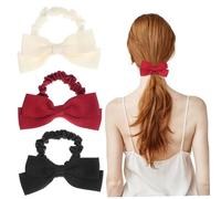 Hohopeti 6 Piezas Unidades Lazos de Satén para Mujer Coleteros Elásticos con de Lazo Cintas para Coleta Ajustables Accesorios de Cabello Decorativos Colores Negro Rojo